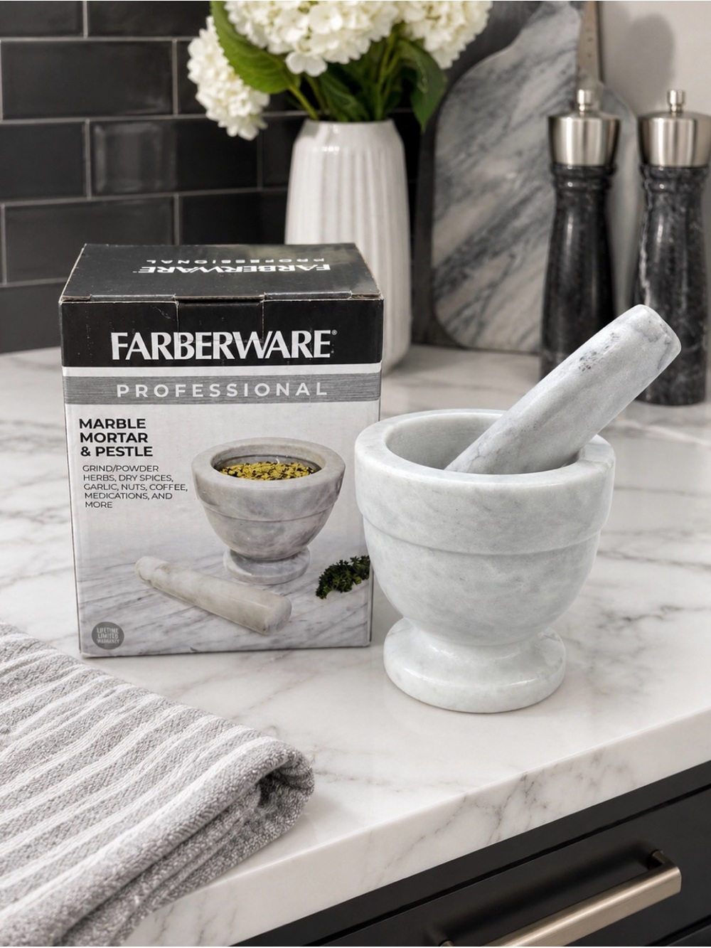 Farberware Professional Marble Mortar & Pestle | Genuine Marble | NIB